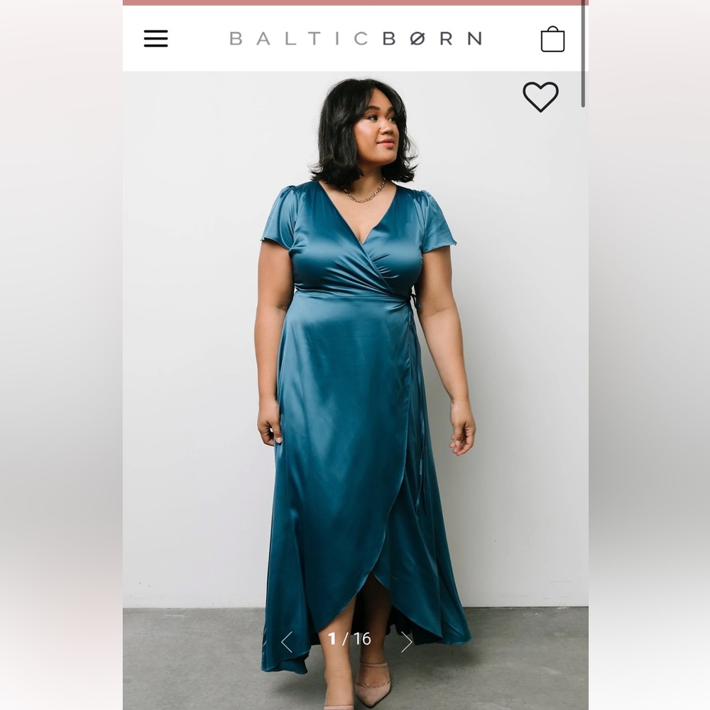 Baltic Born Krystal Blue Satin Wrap Dress